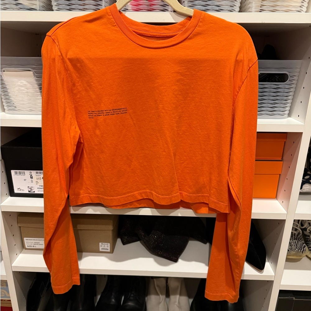 Pangaia Orange Long Sleeve Crop Top